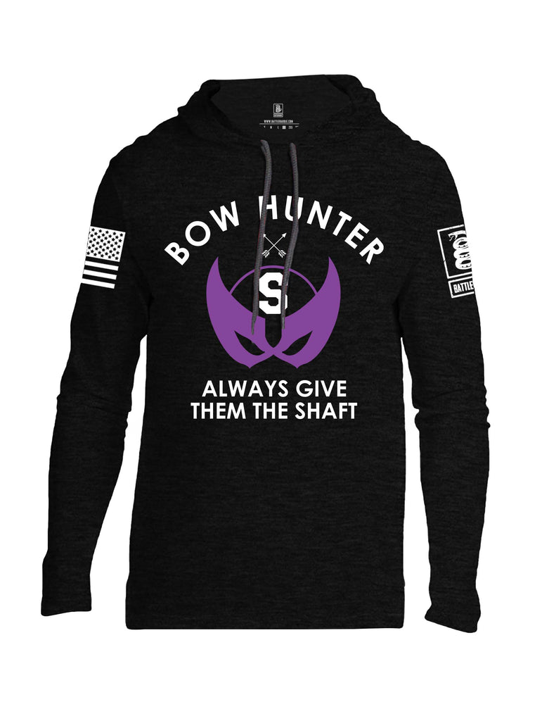 Battleraddle Bow Hunter Always Give Them The Shaft White Sleeve Print Mens Thin Cotton Lightweight Hoodie