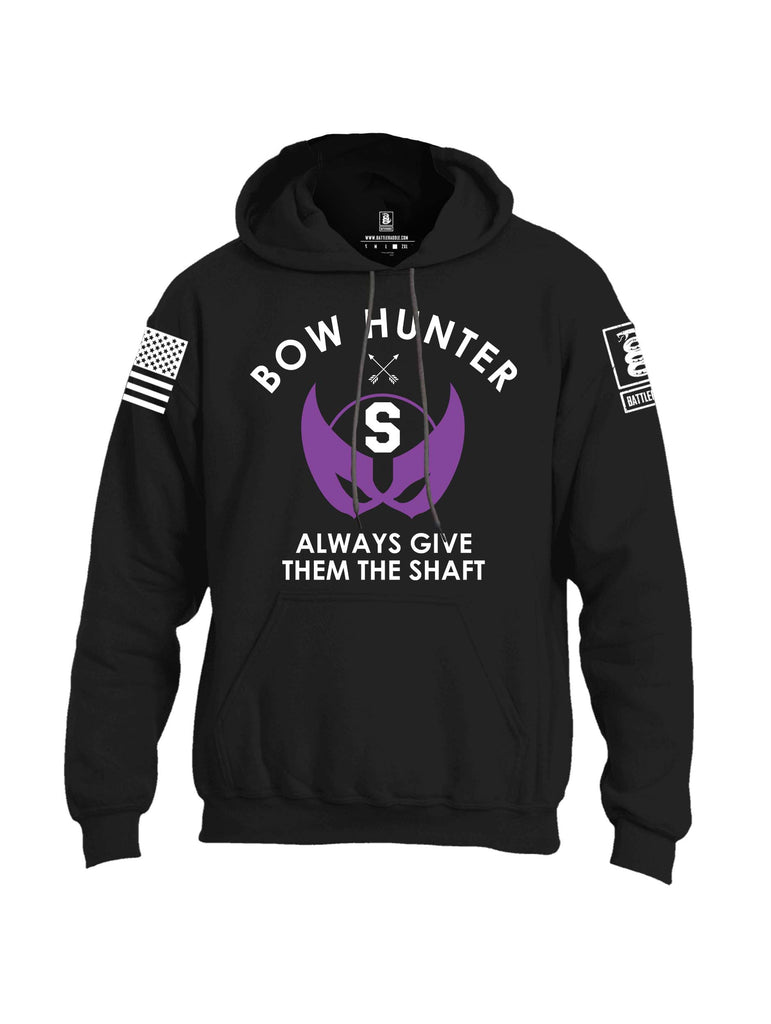 Battleraddle Bow Hunter Always Give Them The Shaft White Sleeve Print Mens Blended Hoodie With Pockets