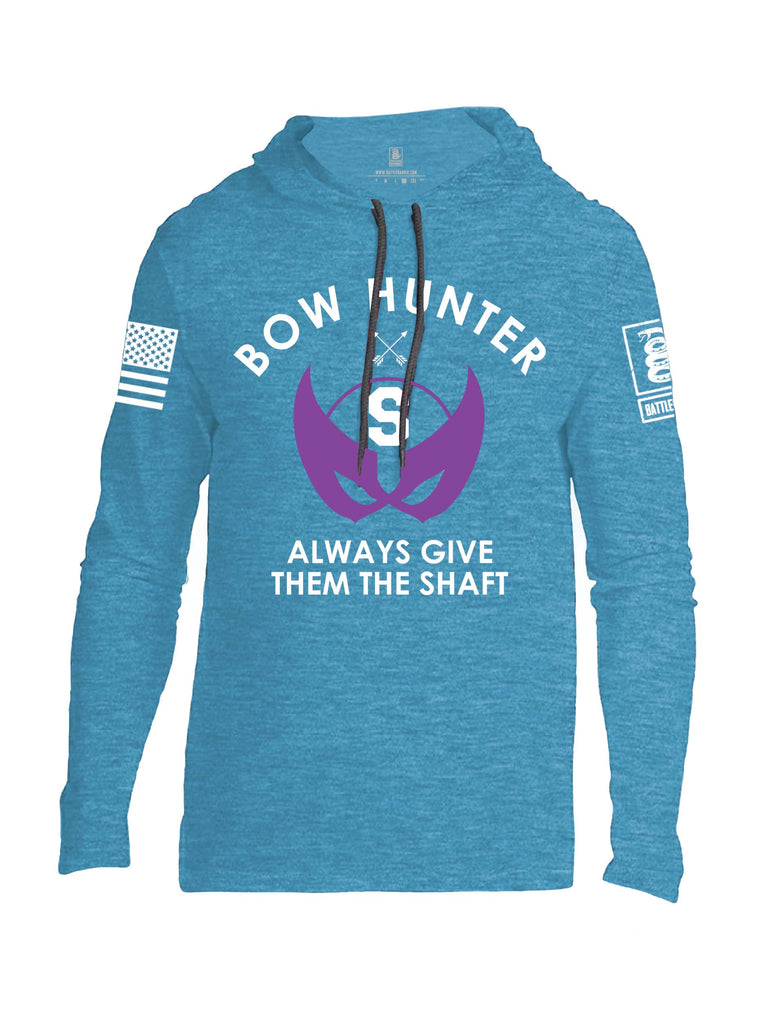 Battleraddle Bow Hunter Always Give Them The Shaft White Sleeve Print Mens Thin Cotton Lightweight Hoodie