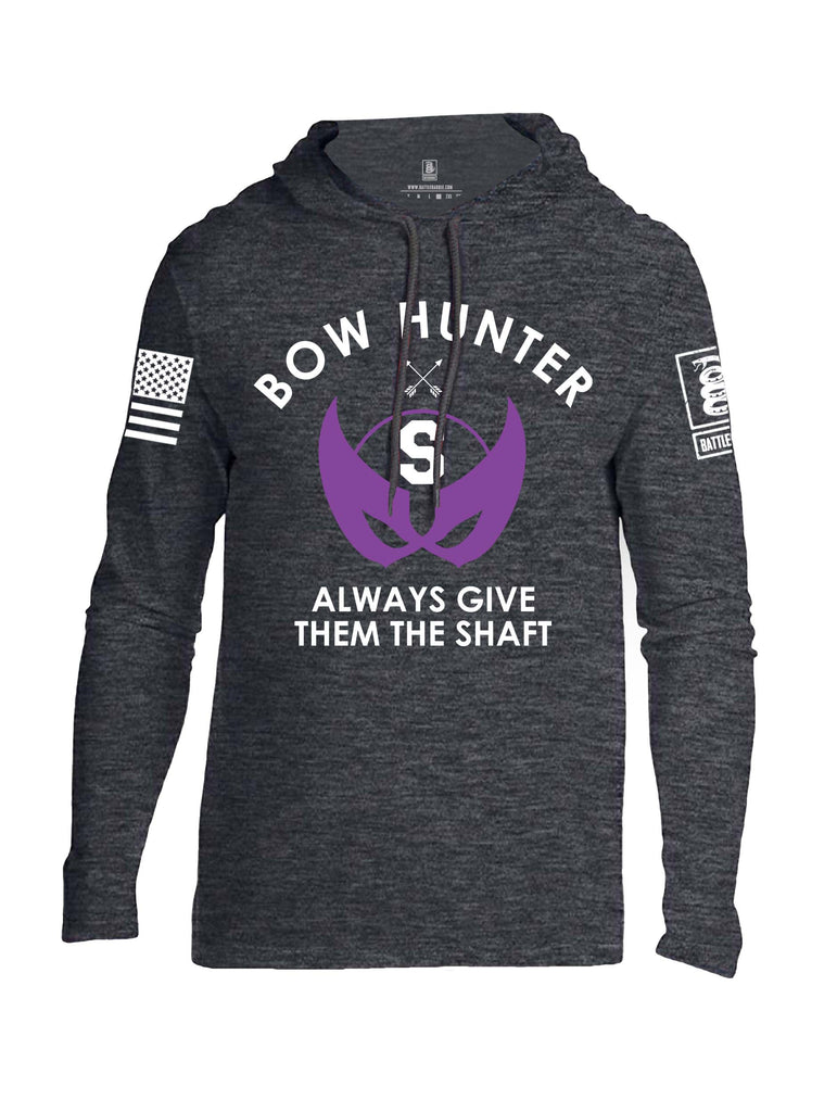 Battleraddle Bow Hunter Always Give Them The Shaft White Sleeve Print Mens Thin Cotton Lightweight Hoodie
