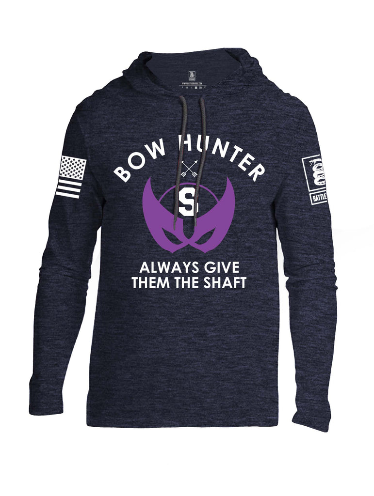 Battleraddle Bow Hunter Always Give Them The Shaft White Sleeve Print Mens Thin Cotton Lightweight Hoodie