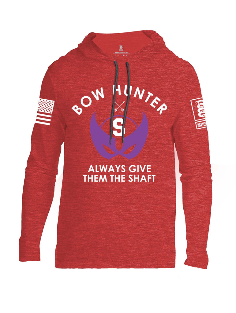 Battleraddle Bow Hunter Always Give Them The Shaft White Sleeve Print Mens Thin Cotton Lightweight Hoodie