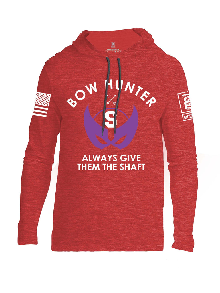Battleraddle Bow Hunter Always Give Them The Shaft White Sleeve Print Mens Thin Cotton Lightweight Hoodie