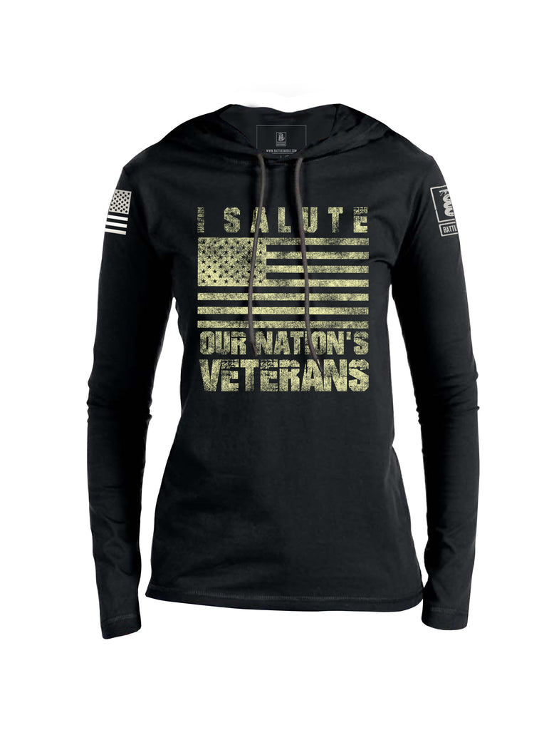 Battleraddle I Salute Our Nations Veterans Womens Thin Cotton Lightweight Hoodie
