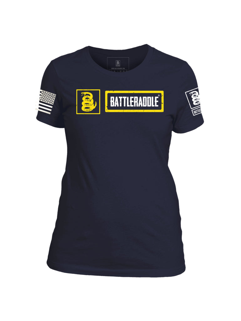 Battleraddle Horizontal Logo Womens Patriotic Cool Cotton Crew Neck T Shirt