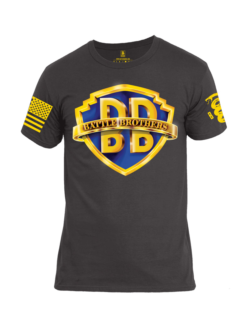 Battleraddle Battle Brothers Yellow Sleeve Print Mens Cotton Crew Neck T Shirt - Battleraddle® LLC