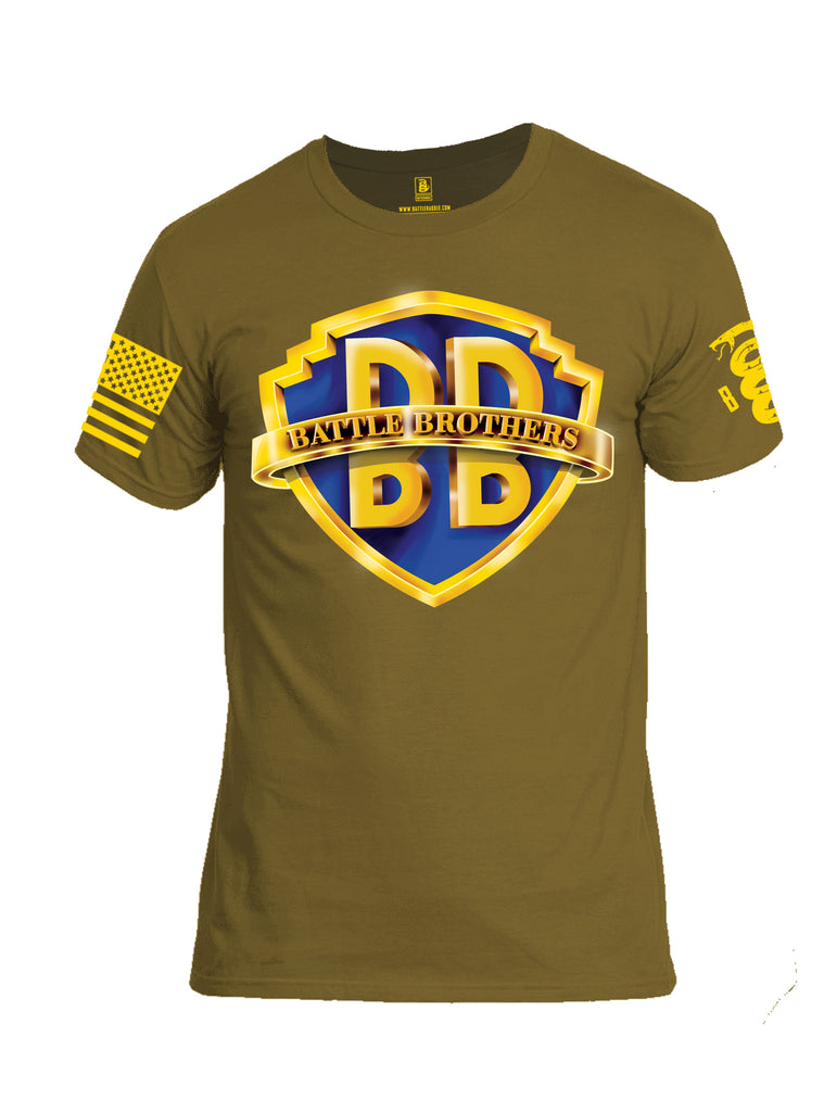 Battleraddle Battle Brothers Yellow Sleeve Print Mens Cotton Crew Neck T Shirt - Battleraddle® LLC
