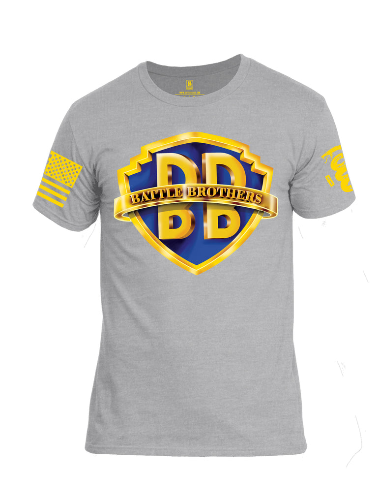 Battleraddle Battle Brothers Yellow Sleeve Print Mens Cotton Crew Neck T Shirt - Battleraddle® LLC