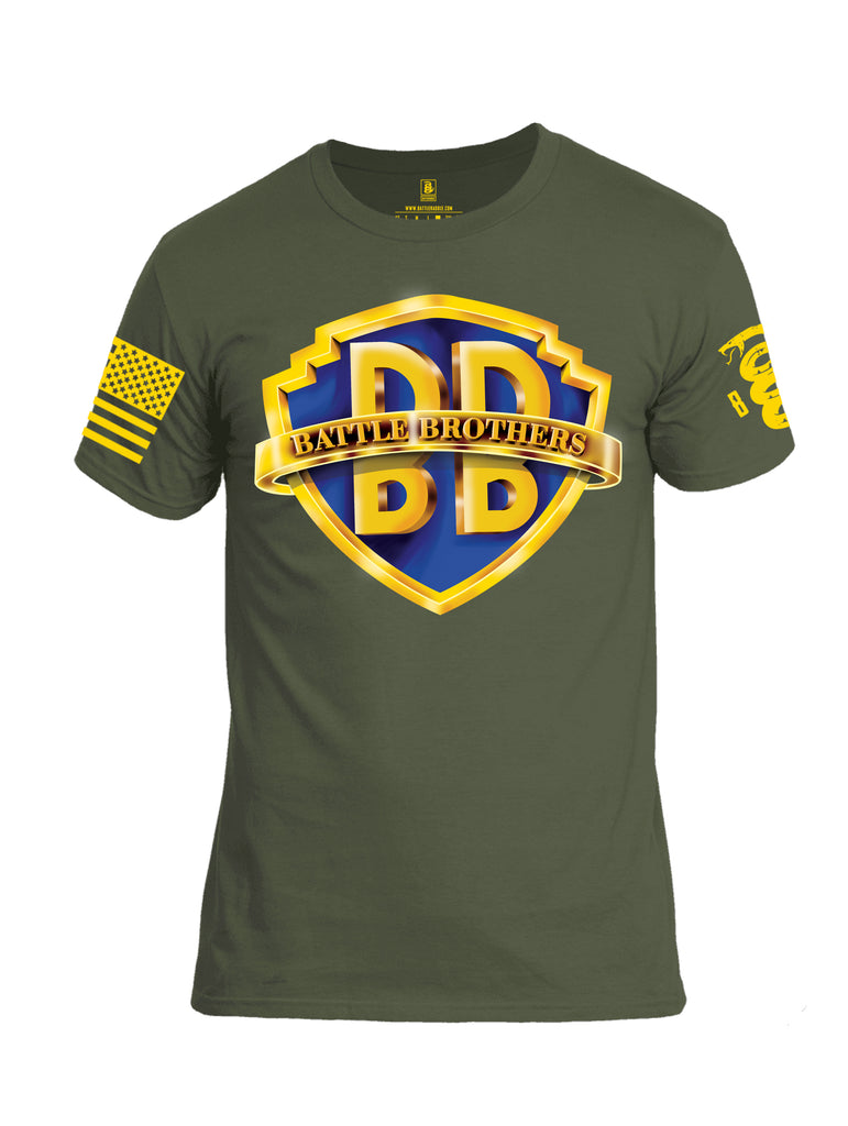 Battleraddle Battle Brothers Yellow Sleeve Print Mens Cotton Crew Neck T Shirt - Battleraddle® LLC