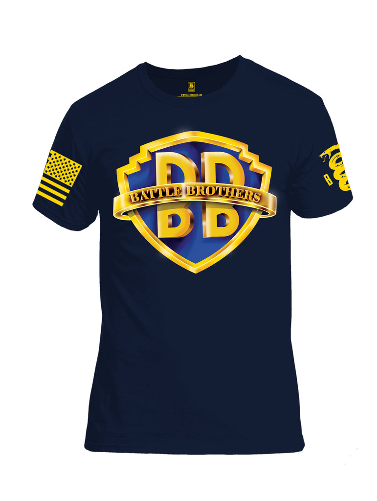 Battleraddle Battle Brothers Yellow Sleeve Print Mens Cotton Crew Neck T Shirt - Battleraddle® LLC
