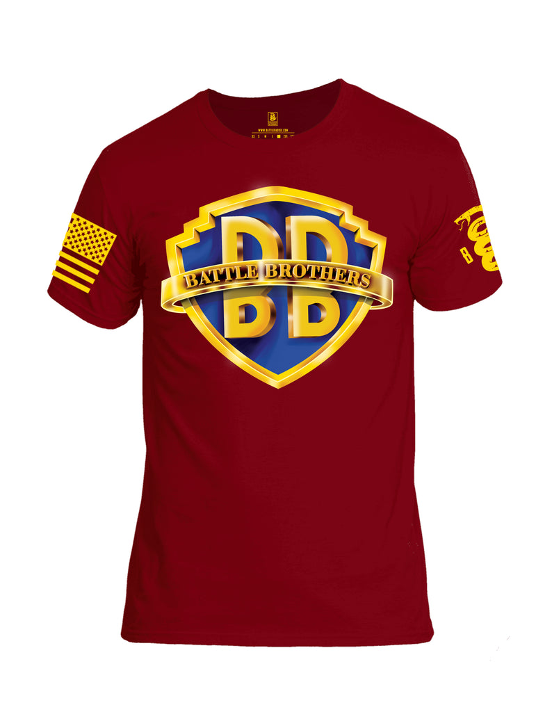 Battleraddle Battle Brothers Yellow Sleeve Print Mens Cotton Crew Neck T Shirt - Battleraddle® LLC