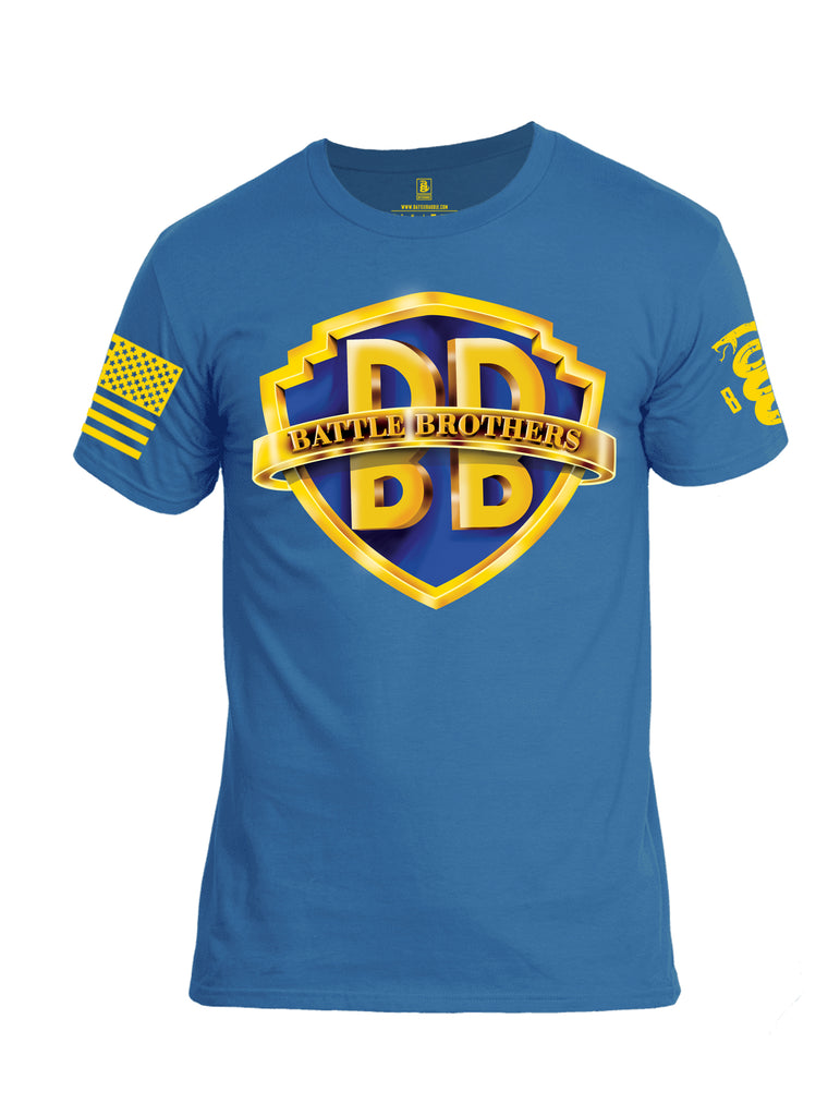 Battleraddle Battle Brothers Yellow Sleeve Print Mens Cotton Crew Neck T Shirt - Battleraddle® LLC