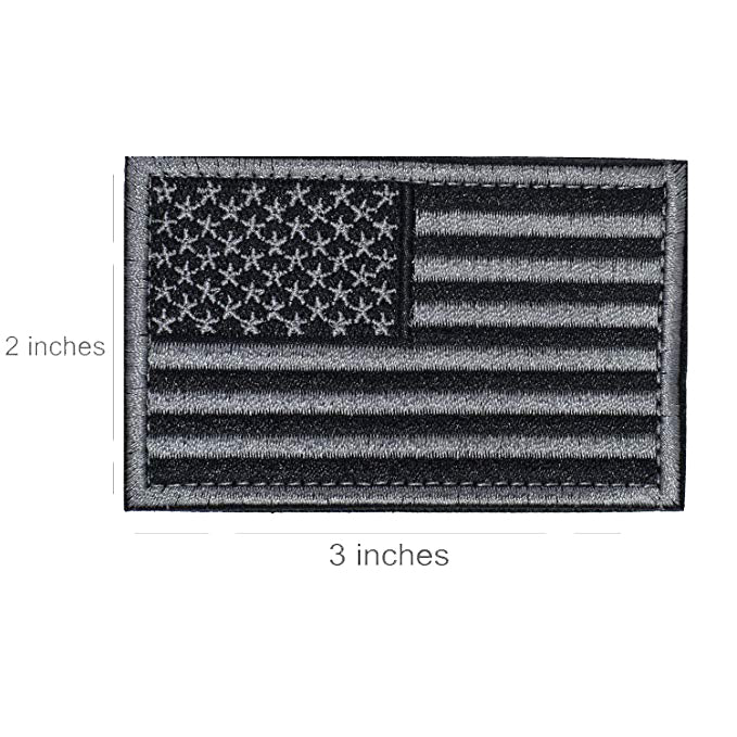 Battleraddle 2 Pieces Tactical USA Flag Patch Black-Gray
