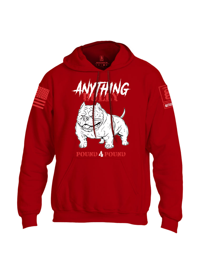 Battleraddle Anything Bully Pound 4 Pound Red Sleeve Print Mens Blended Hoodie With Pockets