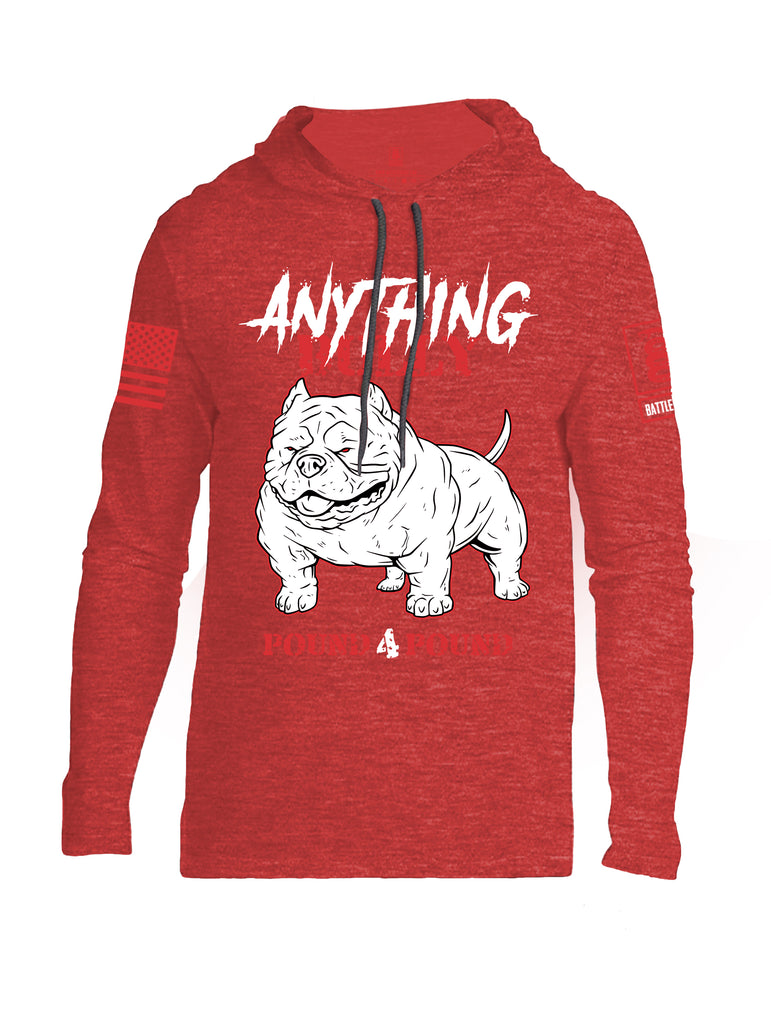 Battleraddle Anything Bully Pound 4 Pound Red Sleeve Print Mens Thin Cotton Lightweight Hoodie