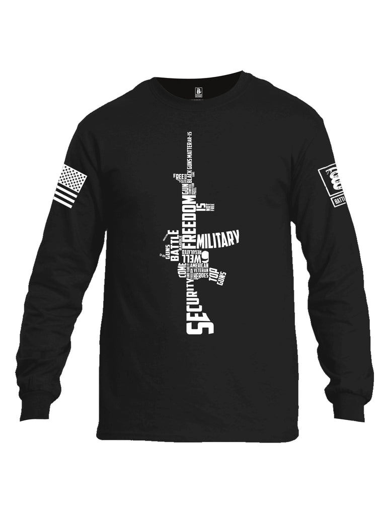 Battleraddle Freedom AR15 White Sleeve Print Mens Cotton Long Sleeve Crew Neck T Shirt