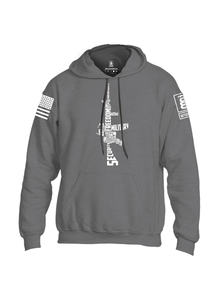 Battleraddle Freedom AR15 White Sleeve Print Mens Blended Hoodie With Pockets