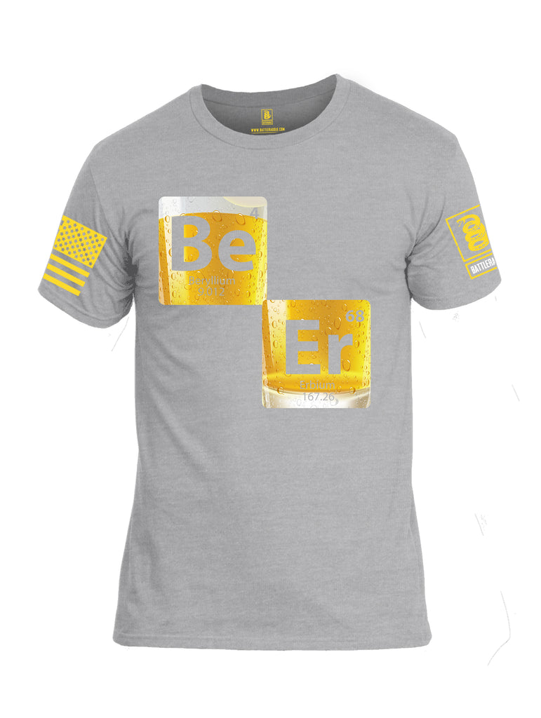 Battleraddle BE-ER Yellow Sleeve Print Mens Cotton Crew Neck T Shirt - Battleraddle® LLC