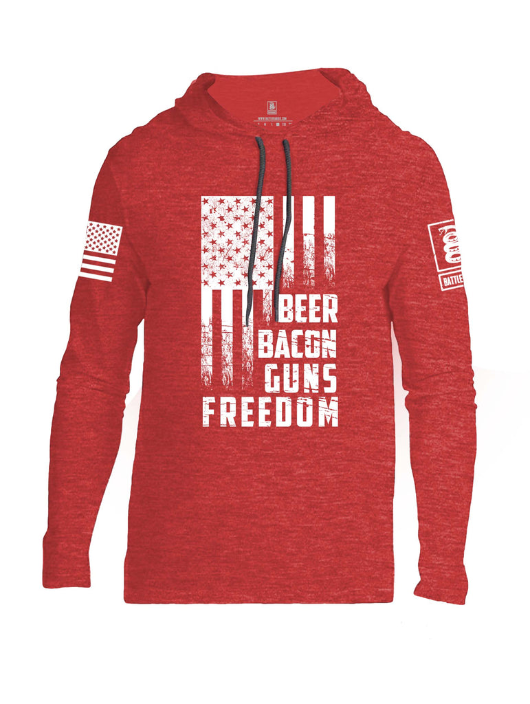 Battleraddle Beer Bacon Guns Freedom White Sleeve Print Mens Thin Cotton Lightweight Hoodie