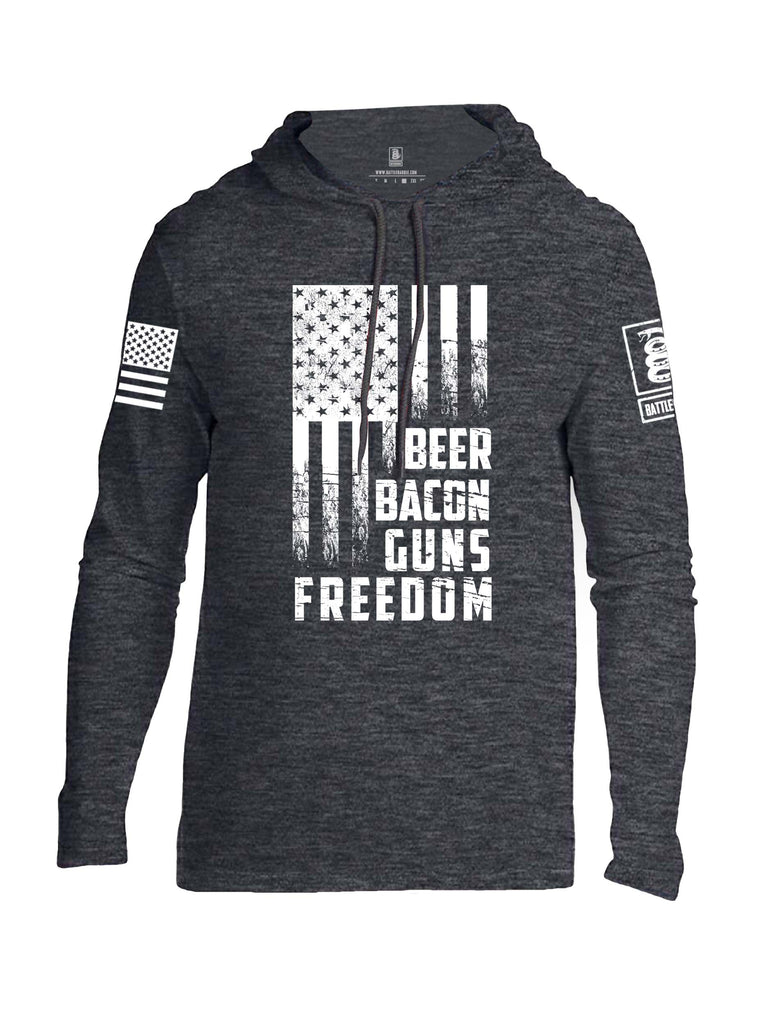 Battleraddle Beer Bacon Guns Freedom White Sleeve Print Mens Thin Cotton Lightweight Hoodie