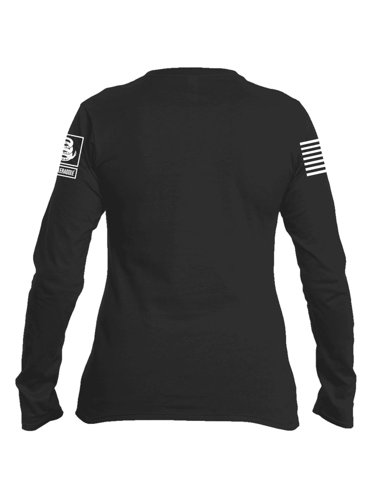 Battleraddle Ranger Punisher Skull White Sleeve Print Womens Cotton Long Sleeve Crew Neck T Shirt-Black