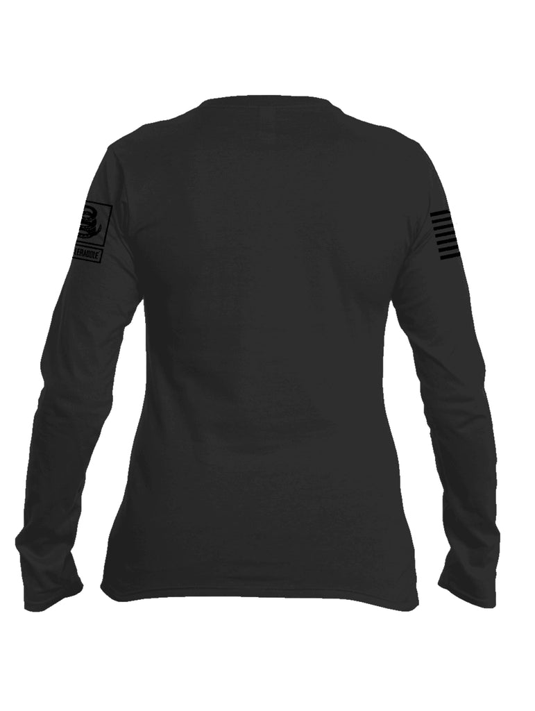 Battleraddle Pulling 360 Womens Black Sleeve Print Cotton Crew Neck Long Sleeve T Shirt