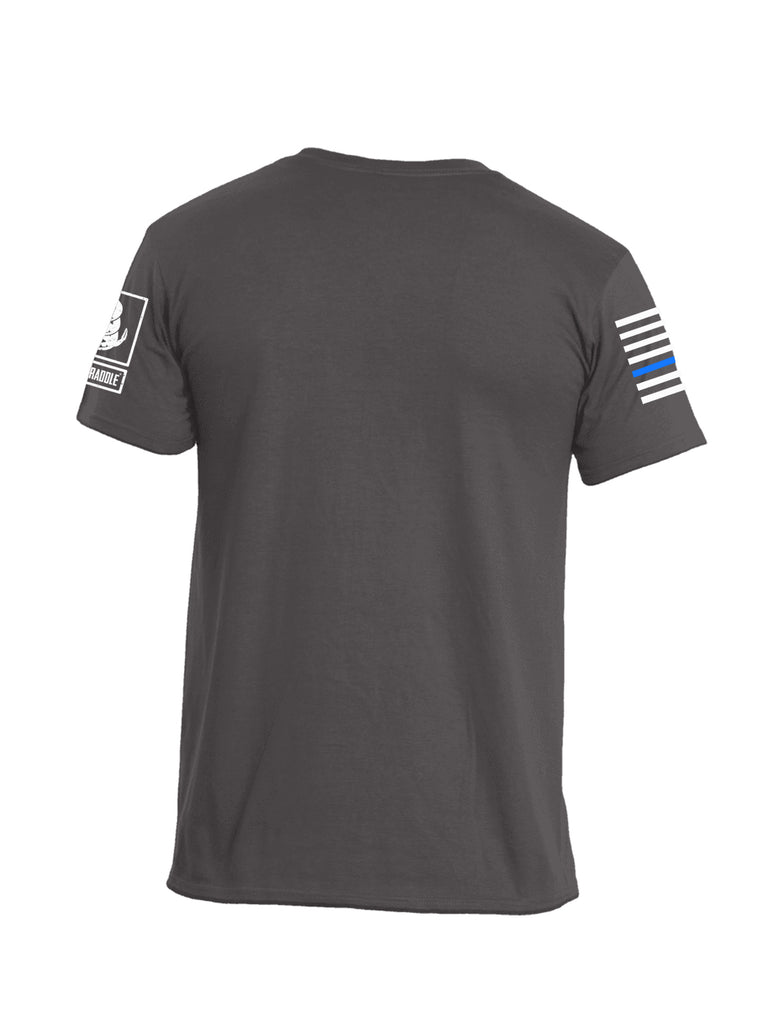 Battleraddle Battletested Blue Line White Sleeve Print Sleeve Mens Crew Neck Cotton T Shirt - Battleraddle® LLC