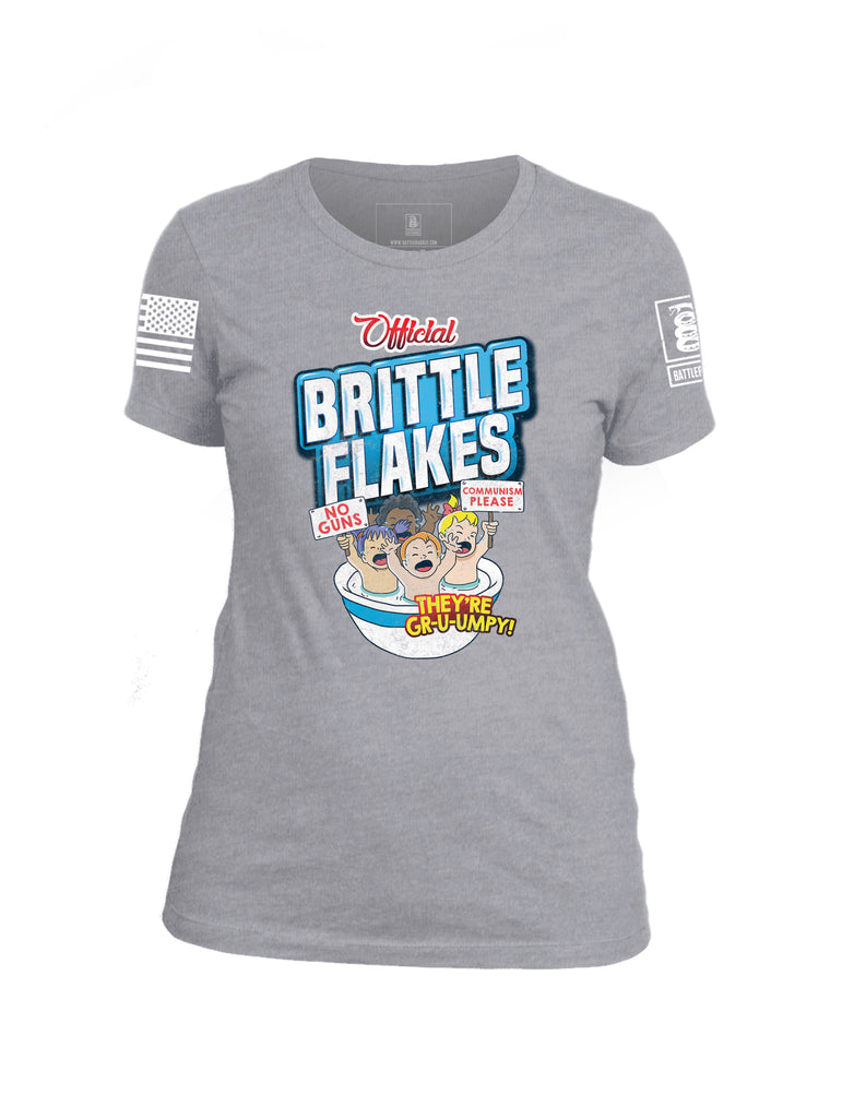 Battleraddle Official Brittle Flakes No Guns Communism Please They're Grumpy Womens 100% Battlefit Polyester Crew Neck T Shirt