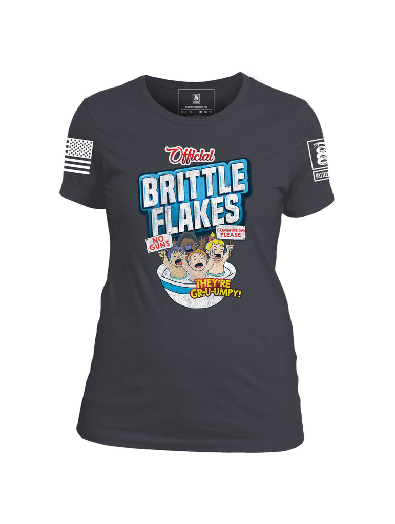 Battleraddle Official Brittle Flakes No Guns Communism Please They're Grumpy Womens Cotton Crew Neck T Shirt