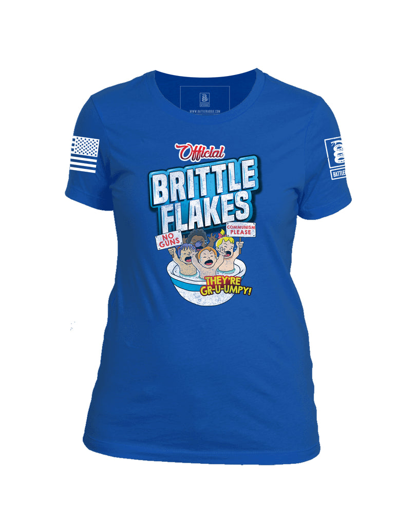 Battleraddle Official Brittle Flakes No Guns Communism Please They're Grumpy Womens 100% Battlefit Polyester Crew Neck T Shirt