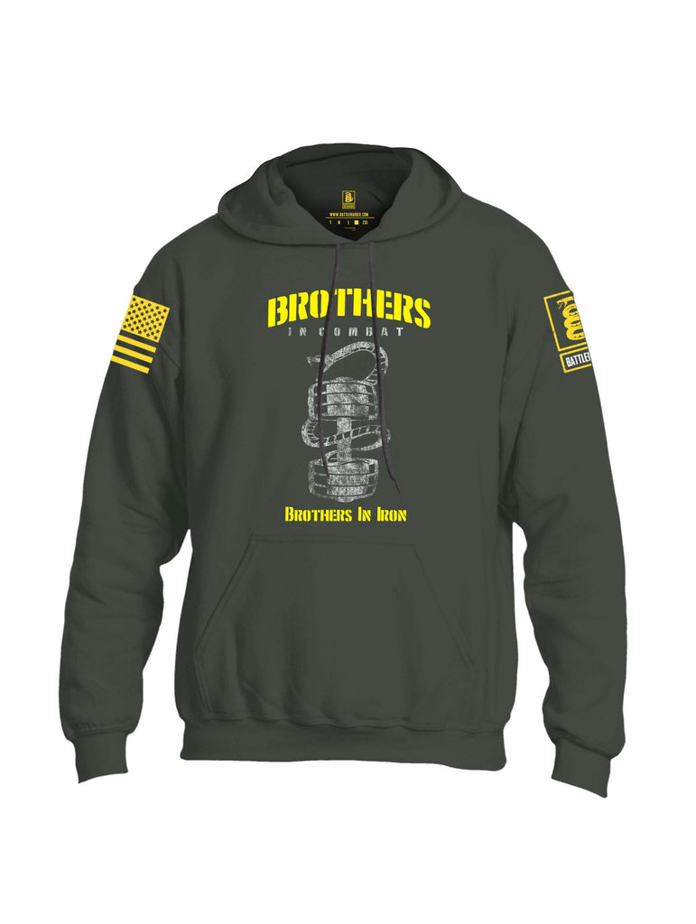 Battleraddle Brothers In Combat Brothers In Iron Yellow Sleeve Print Mens Blended Hoodie With Pockets