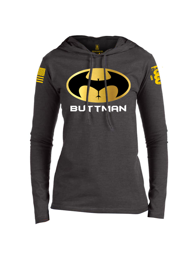 Battleraddle Buttman Yellow Sleeve Print Womens Thin Cotton Lightweight Hoodie - Battleraddle® LLC