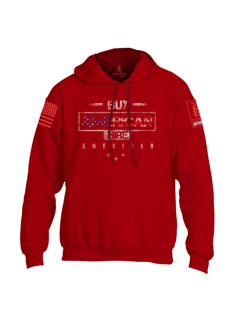 Battleraddle Buy American Hire American Red Sleeve Print Mens Blended Hoodie With Pockets
