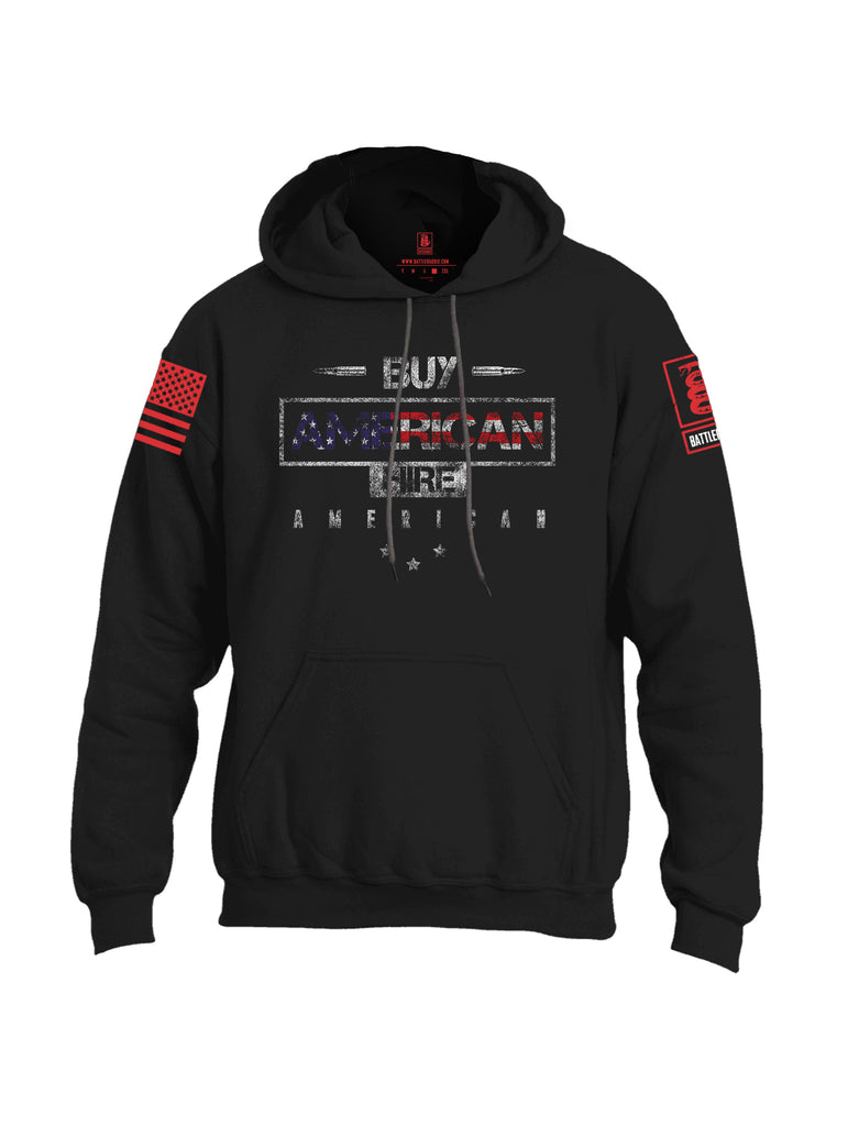 Battleraddle Buy American Hire American Red Sleeve Print Mens Blended Hoodie With Pockets