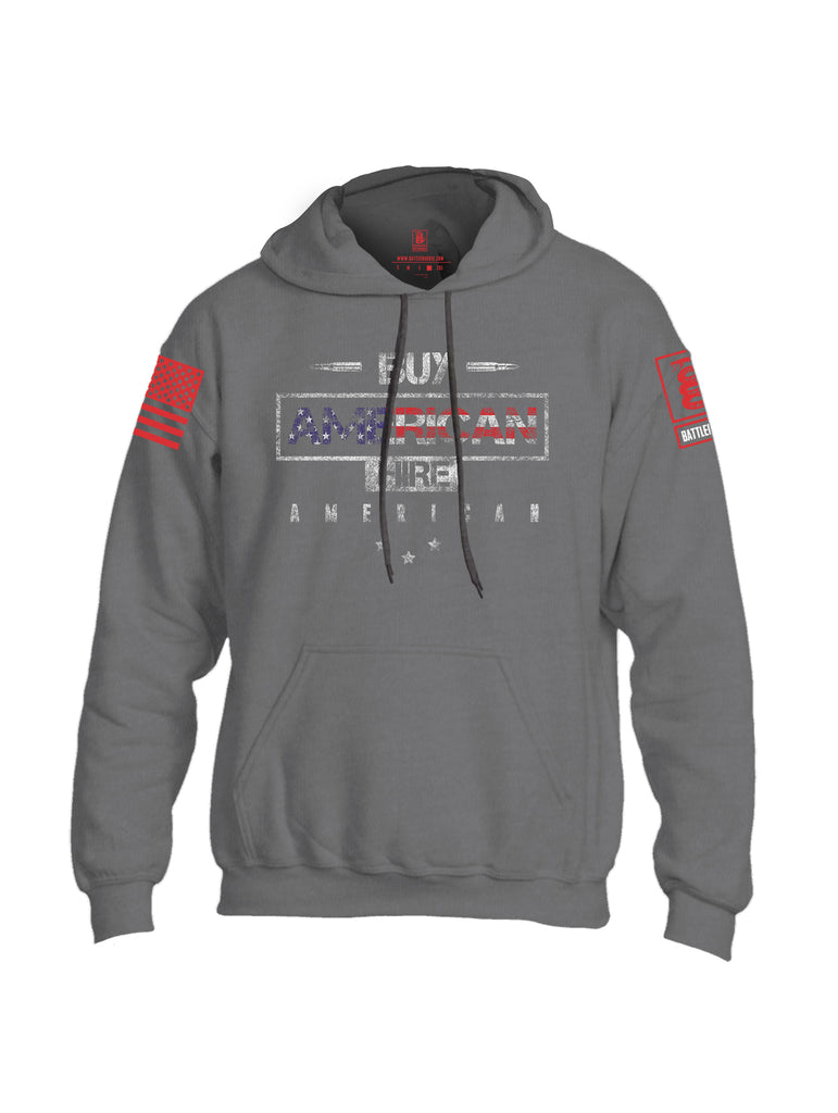 Battleraddle Buy American Hire American Red Sleeve Print Mens Blended Hoodie With Pockets