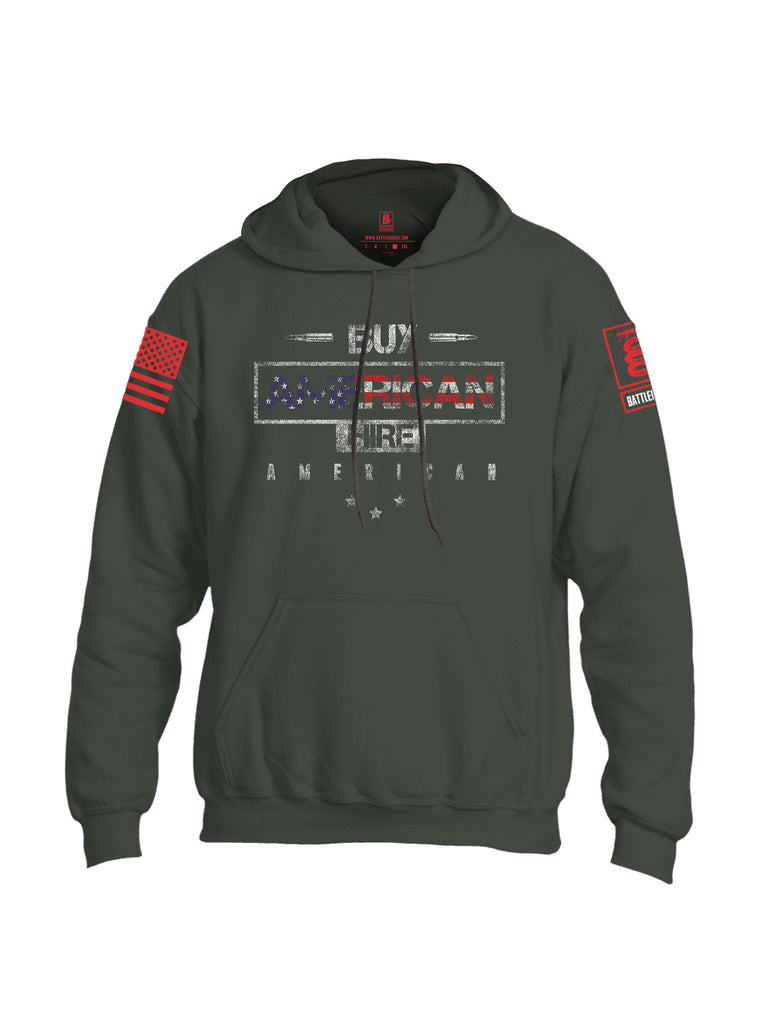 Battleraddle Buy American Hire American Red Sleeve Print Mens Blended Hoodie With Pockets