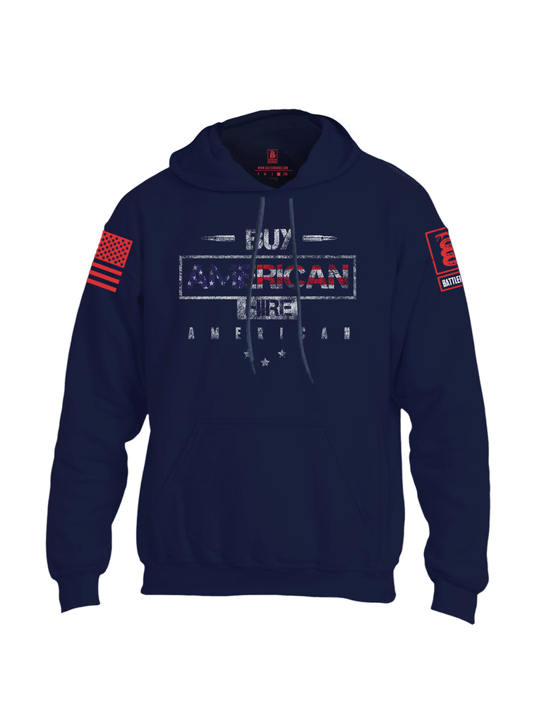 Battleraddle Buy American Hire American Red Sleeve Print Mens Blended Hoodie With Pockets