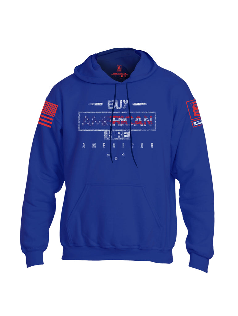 Battleraddle Buy American Hire American Red Sleeve Print Mens Blended Hoodie With Pockets
