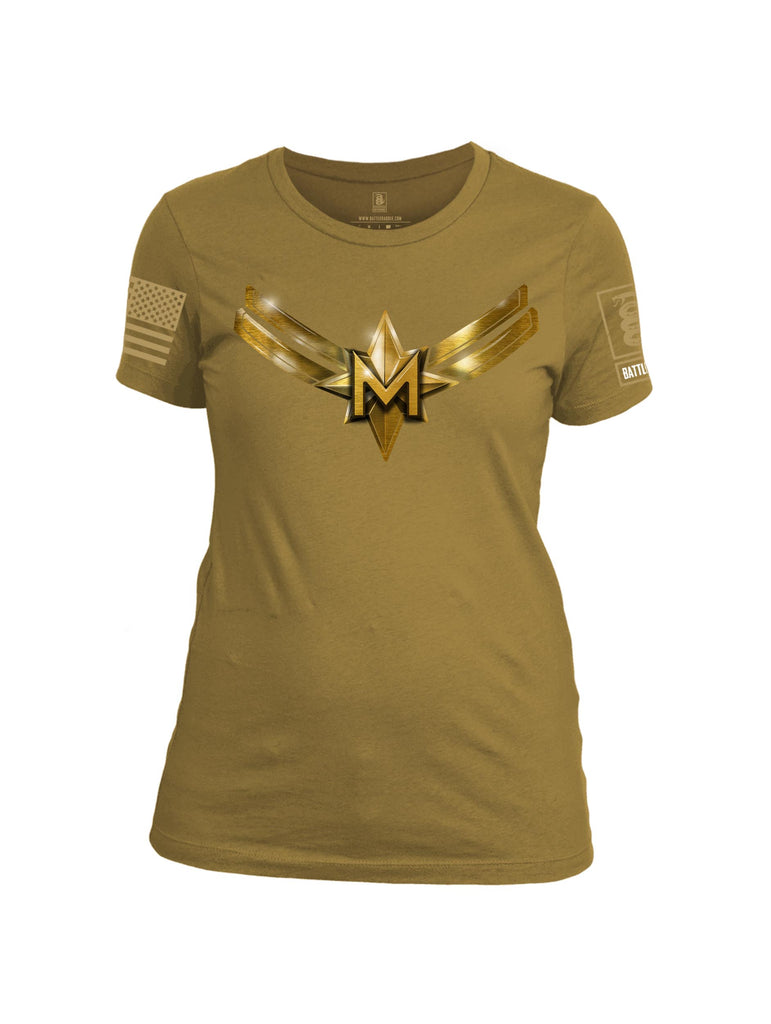 Battleraddle Captain M Brass Sleeve Print Womens Cotton Crew Neck T Shirt