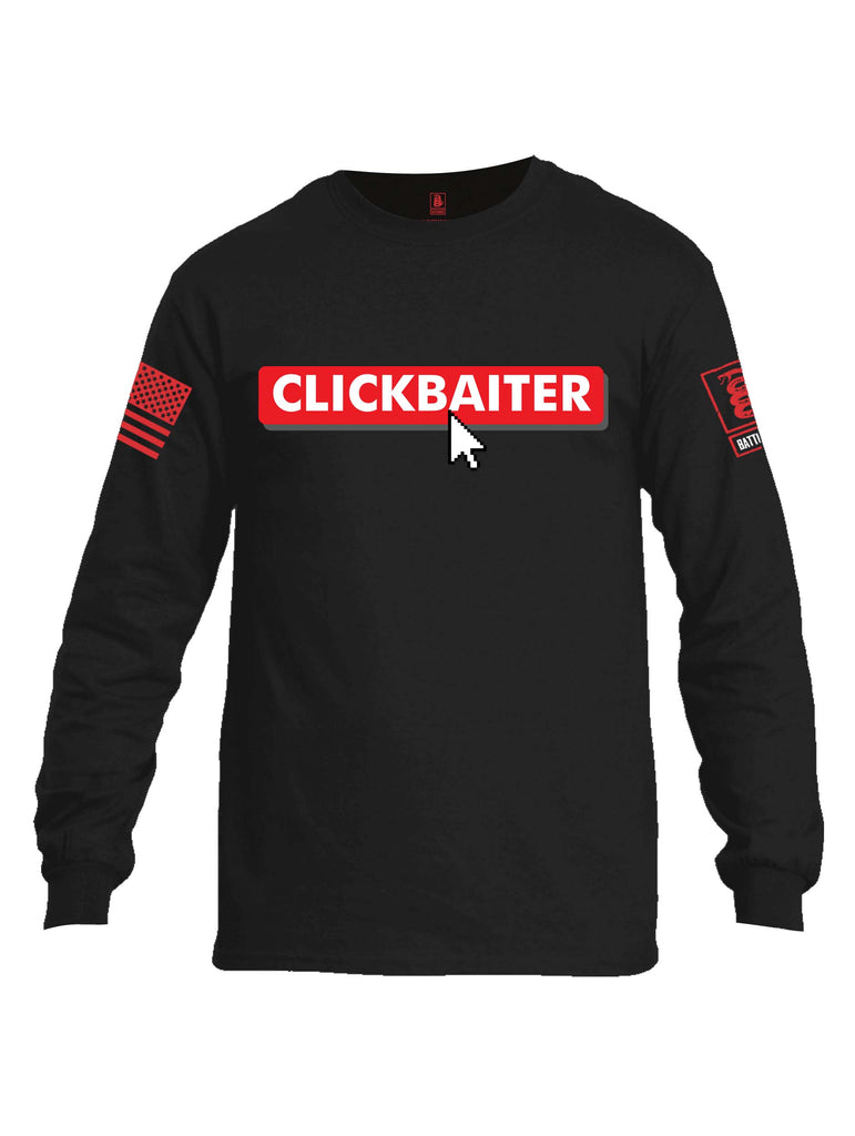 Battleraddle Clickbaiter Red Sleeve Print Mens Cotton Long Sleeve Crew Neck T Shirt