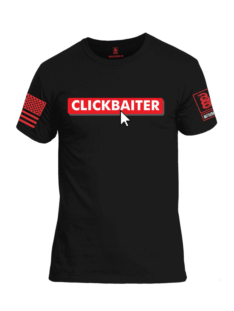 Battleraddle Clickbaiter Red Sleeve Print Mens Cotton Crew Neck T Shirt