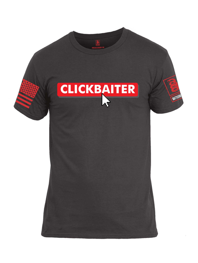 Battleraddle Clickbaiter Red Sleeve Print Mens Cotton Crew Neck T Shirt