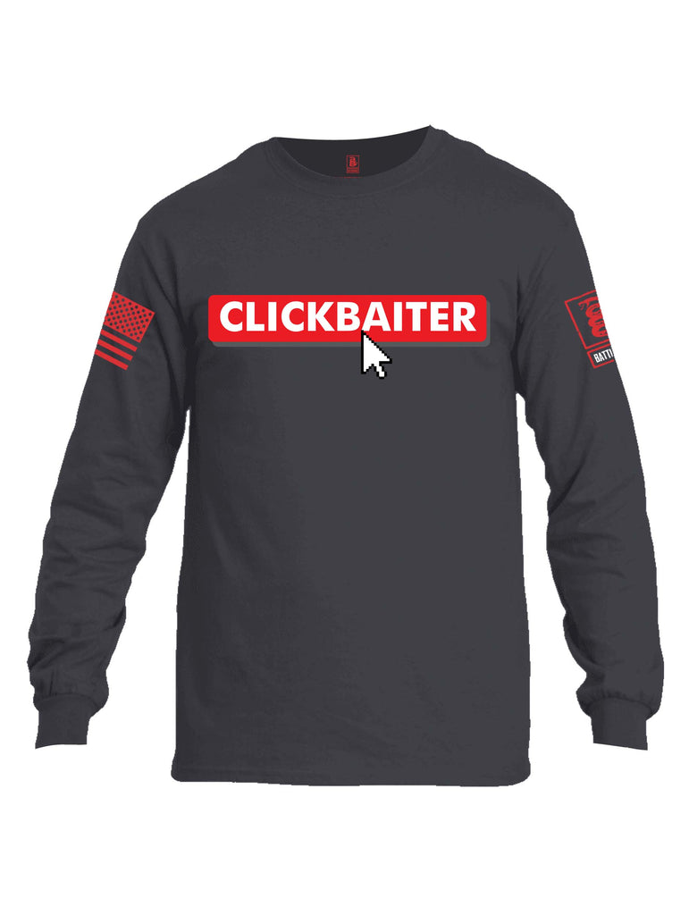 Battleraddle Clickbaiter Red Sleeve Print Mens Cotton Long Sleeve Crew Neck T Shirt