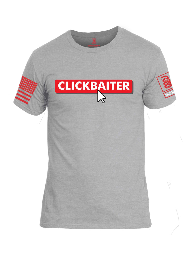 Battleraddle Clickbaiter Red Sleeve Print Mens Cotton Crew Neck T Shirt