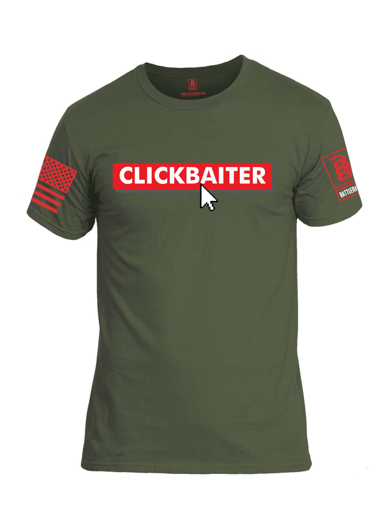 Battleraddle Clickbaiter Red Sleeve Print Mens Cotton Crew Neck T Shirt