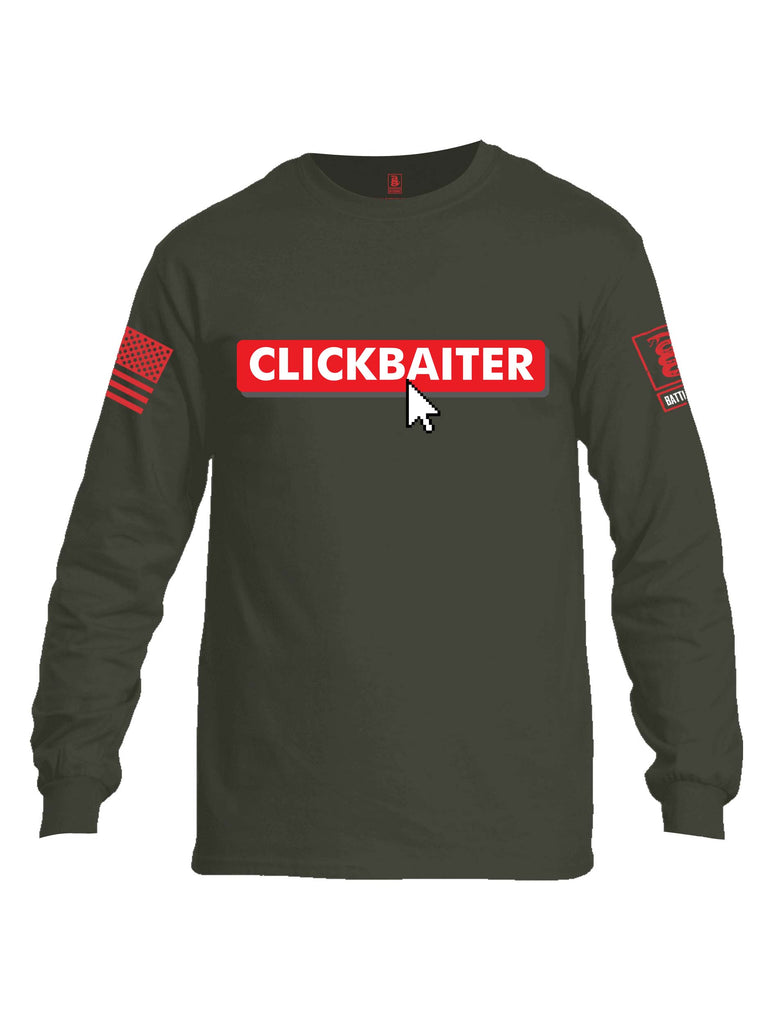 Battleraddle Clickbaiter Red Sleeve Print Mens Cotton Long Sleeve Crew Neck T Shirt