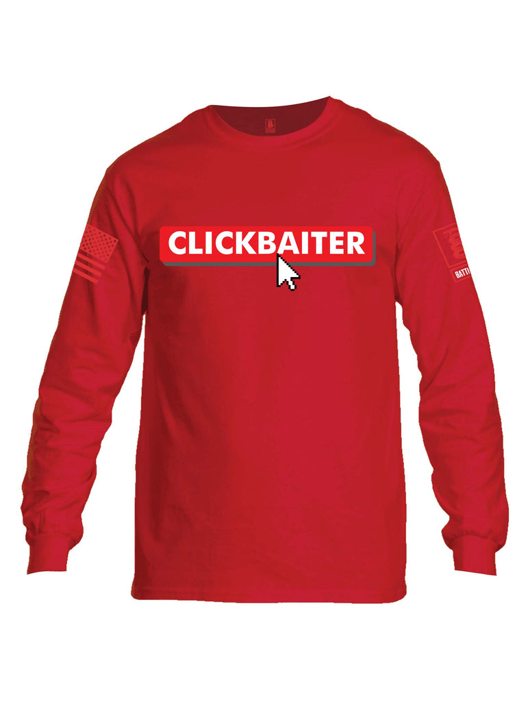 Battleraddle Clickbaiter Red Sleeve Print Mens Cotton Long Sleeve Crew Neck T Shirt