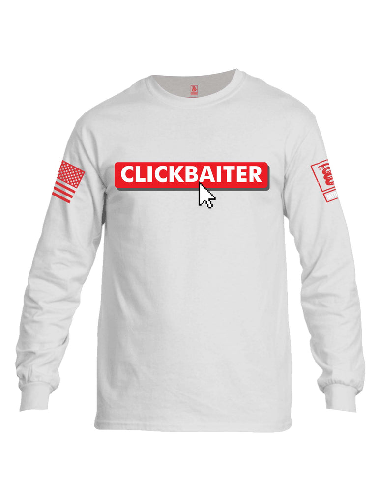 Battleraddle Clickbaiter Red Sleeve Print Mens Cotton Long Sleeve Crew Neck T Shirt