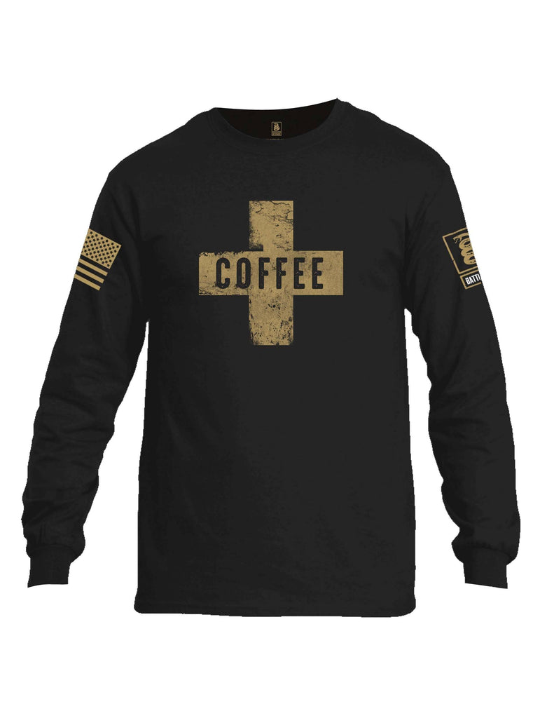 Battleraddle Coffee Cross Brass Sleeve Print Mens Cotton Long Sleeve Crew Neck T Shirt shirt|custom|veterans|Men-Long Sleeves Crewneck Shirt