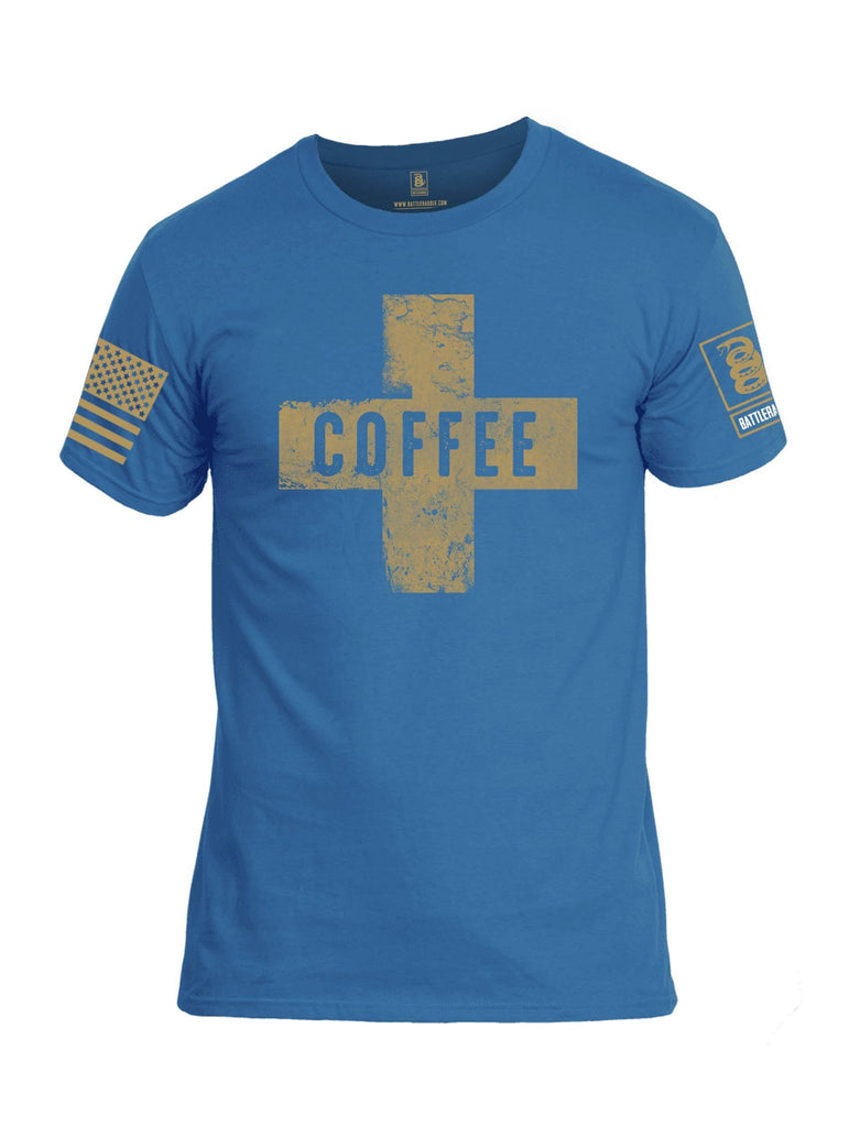 Battleraddle Coffee Cross Brass Sleeve Print Mens Cotton Crew Neck T Shirt shirt|custom|veterans|Apparel-Mens T Shirt-cotton